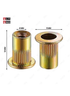 RACO RACO Rivet Nut Knurled Body Carbon Steel Zinc Plated Flat Head Rivetnut Threaded Insert Nut for Metal Sheet, Steel, Aluminum, Plastic, Fiberglass (25 Pcs)  - Image 3