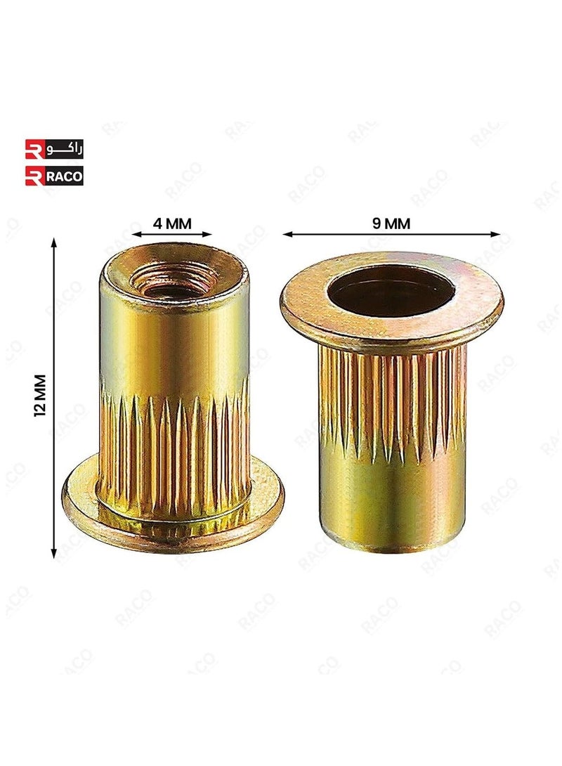 RACO Rivet Nut Knurled Body Carbon Steel Zinc Plated Flat Head Rivetnut Threaded Insert Nut for Metal Sheet, Steel, Aluminum, Plastic, Fiberglass (25 Pcs) - Image 3