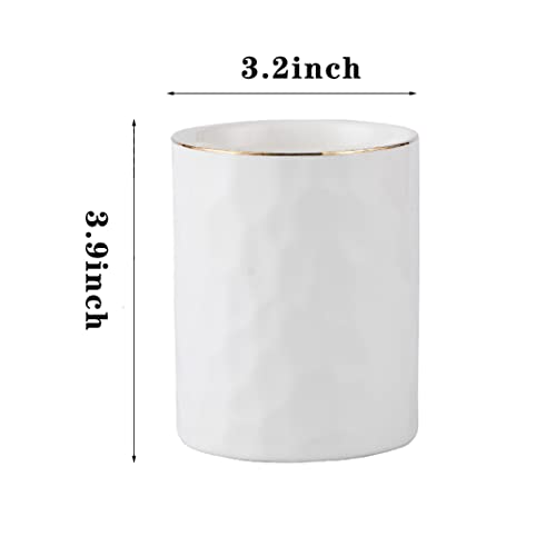 Aewill Ceramic Pen Holder Stand Cup Pencil Holder Organizer Makeup Brush Holders for Home Office Desk (White) - Image 3