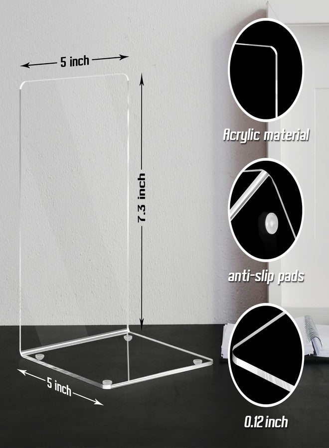HappyHapi Acrylic Bookends for Shelves, 12 Pcs Clear Book Ends for Heavy Books, Decorative Book Holder for Home Library Office, 5 x 5 x 7.3 inch，6 Pair - Image 2