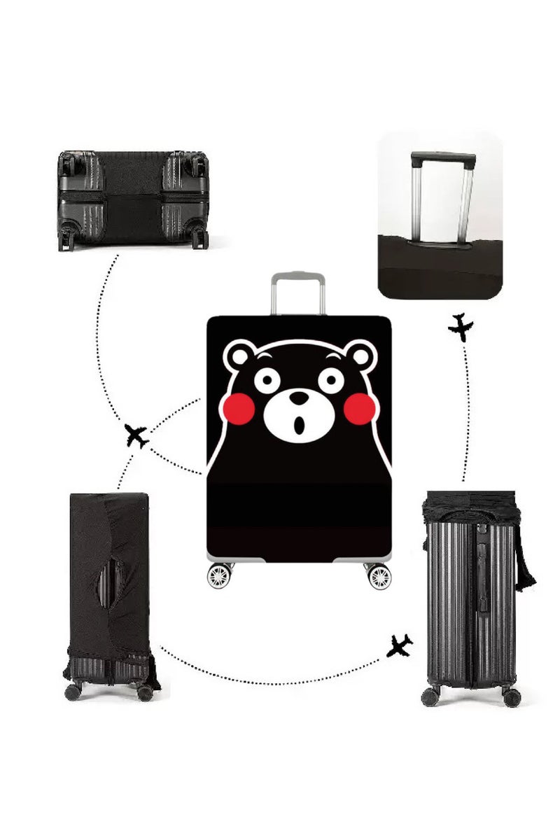 TNGames Black Bear Cute & Stain-Resistant Design Extra Thick & Highly Elastic Suitcase Protector Cover (Fits 26-28 Inch Luggage) + Free Macaron Apple Green PVC Luggage Tag | Dustproof & Scratchproof - Easy Airport Identification - Image 4