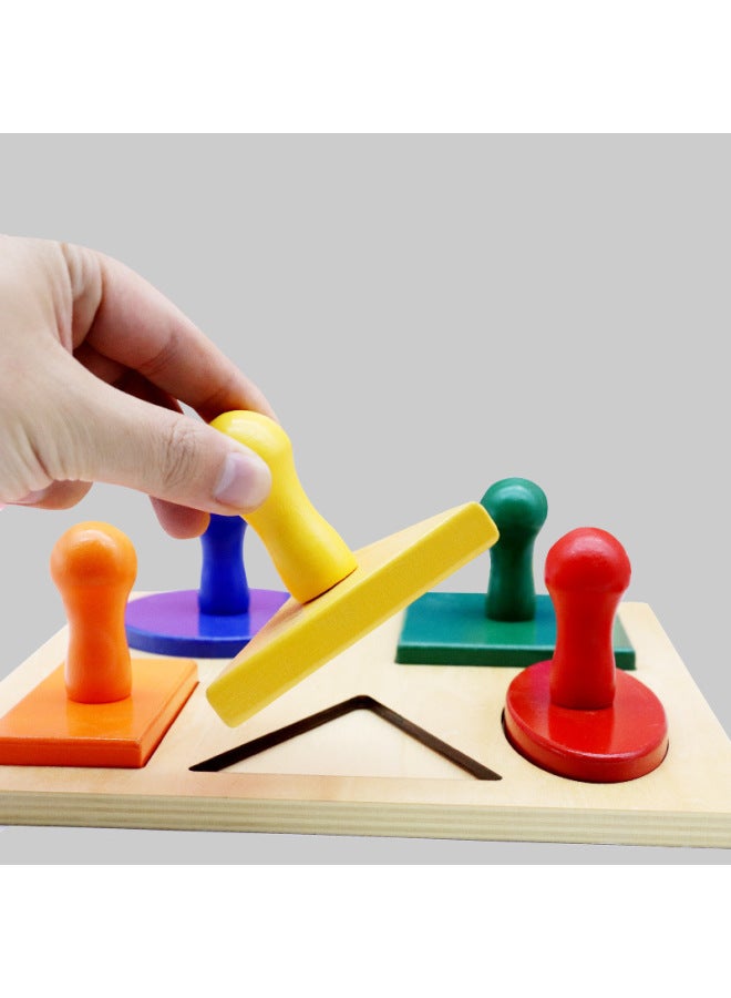 Geometric Panel Three-color Five-Middle Three-circle Shape Cognitive Kindergarten Puzzle Montessori Early Teaching Aids-Color:Tri-color Panel - Image 4