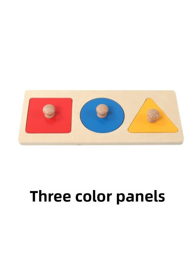 Geometric Panel Three-color Five-Middle Three-circle Shape Cognitive Kindergarten Puzzle Montessori Early Teaching Aids-Color:Tri-color Panel - Image 1
