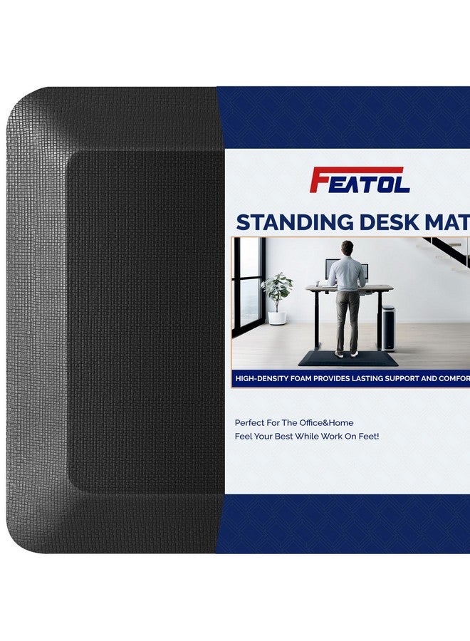 FEATOL FEATOL Extra Thick Anti Fatigue Mat Floor Mat (20" x 39", Black), Standing Office Desk Mat Memory Foam Cushioned Anti Fatigue Ergonomic Kitchen Mats Comfort Standing Pad NOT PVC 9/10 Inch Thick  - Image 1