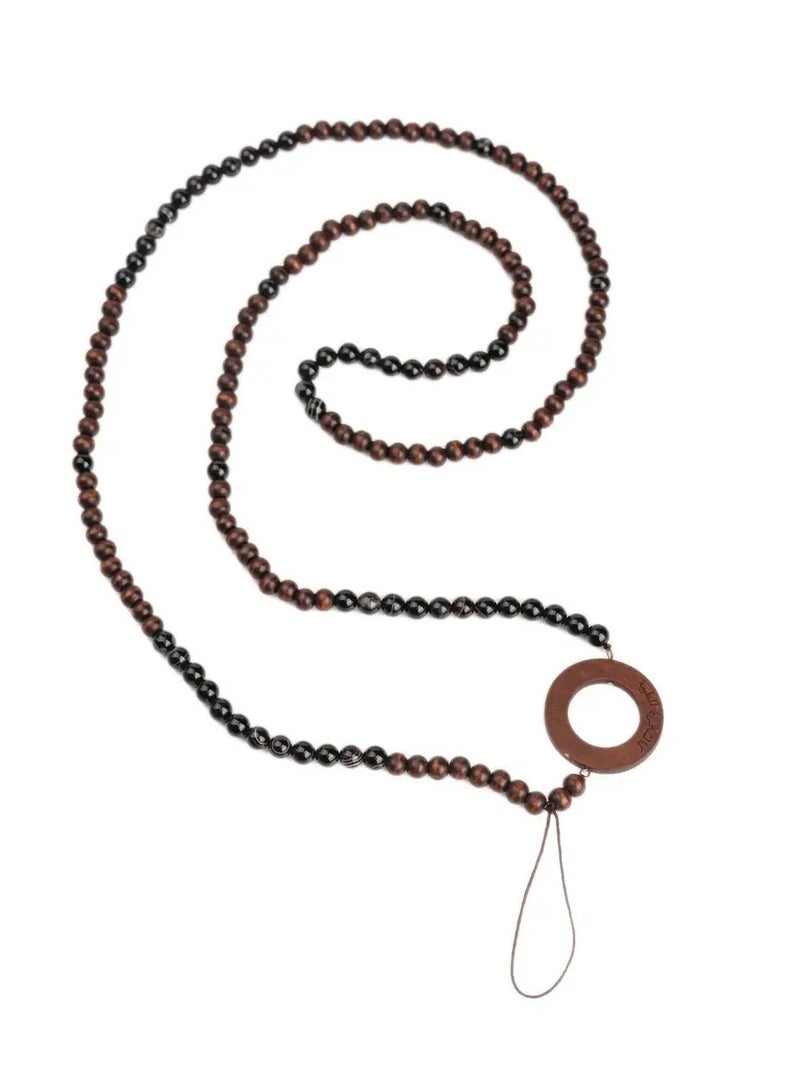 أم أم أيه من معدن الإنسان حامل للهاتف والنظارة من أحجار العقيق الأسود وخرز من الخشب - Image 5