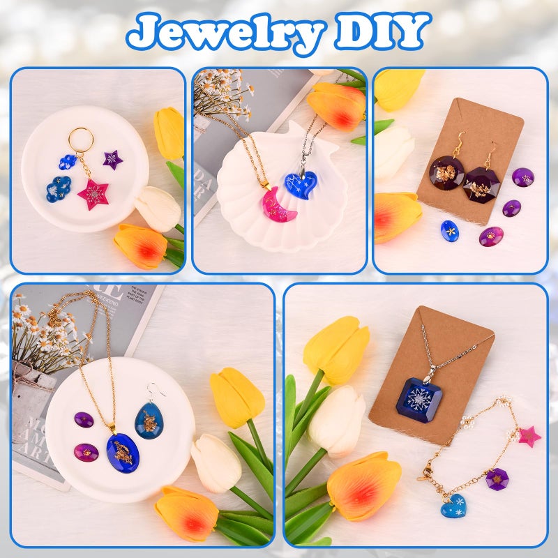 Actvty Earring Resin Mold with Holes, 4 Pieces Silicone Pendant Epoxy Molds, Jewelry Molds for Resin Casting, DIY Gem Cabochon, Earrings, Necklace, Jewelry, Keychain - Image 3