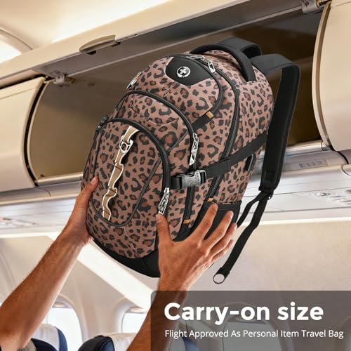 Swissdigital Laptop Backpack with USB Charging Port, Travel Backpack Fits 15.6 inches Computer, 31L Backpack for Men and Women, Brown Leopard | SD803-103 - Image 3