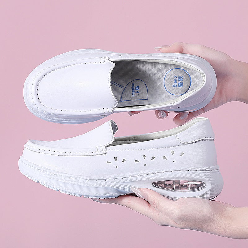 Nurse Shoes For Women, Soft Soles, Breathable, Non-Tiring, Thick Soles, Non-Slip Flats Shoes, White Comfortable Medical Shoes, White Shoes - Image 4