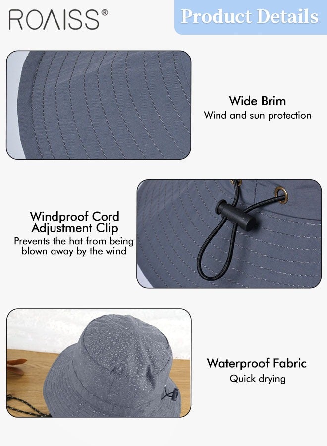 roaiss Sun Hat for Men Women Wide Brim UPF 50+ Fishing & Bucket Hat Waterproof Foldable Beach Sun Hat for Hiking Camping Safari - Image 5