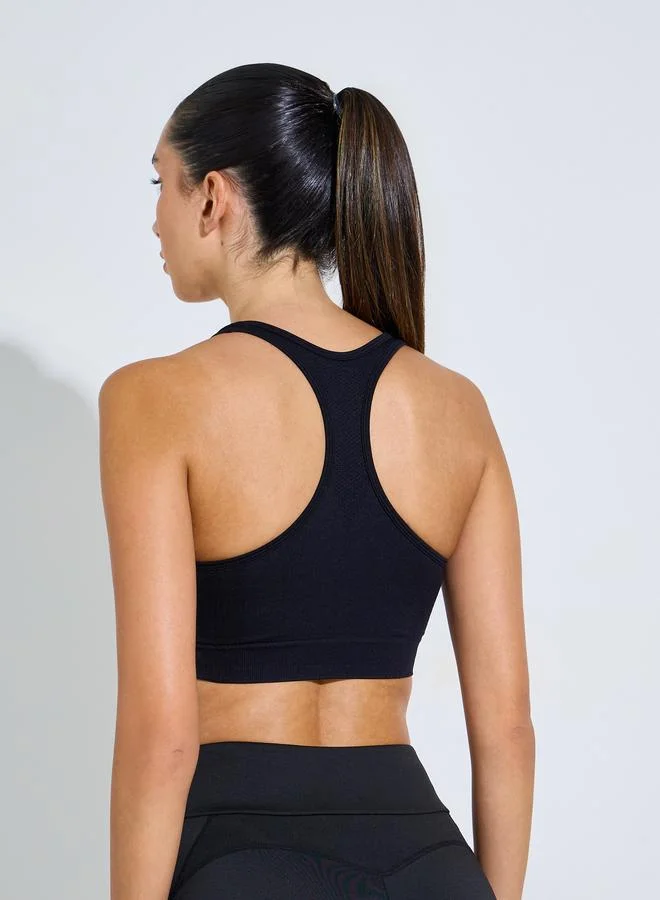 Styli Active Black Black Seamless Racerback Sports Bra for Women | Best Price UAE