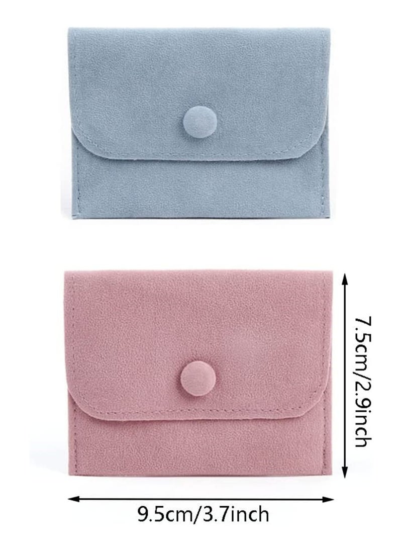 Generic - Luxury Velvet Jewelry Pouch Set - 6 Gift Bags for Organizing Bracelets, Necklaces, Earrings, Rings, Pendants, Brooches, Watches (Pink & Blue) - Ideal for Small Item Storage - Image 1