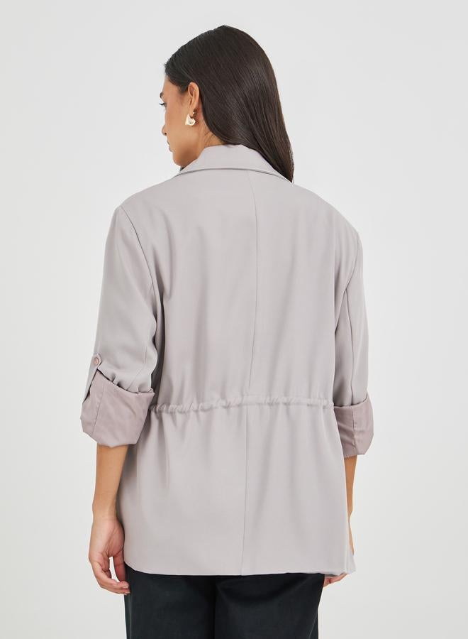 Styli Styli Solid Regular Length Regular Fit Blazer with Drawcord  - Image 5