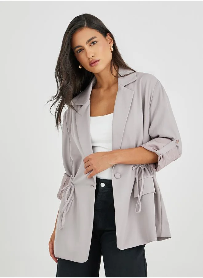 Styli Styli Solid Regular Length Regular Fit Blazer with Drawcord