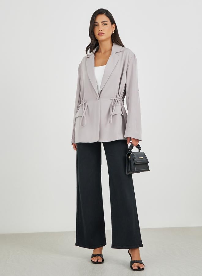 Styli Styli Solid Regular Length Regular Fit Blazer with Drawcord  - Image 3