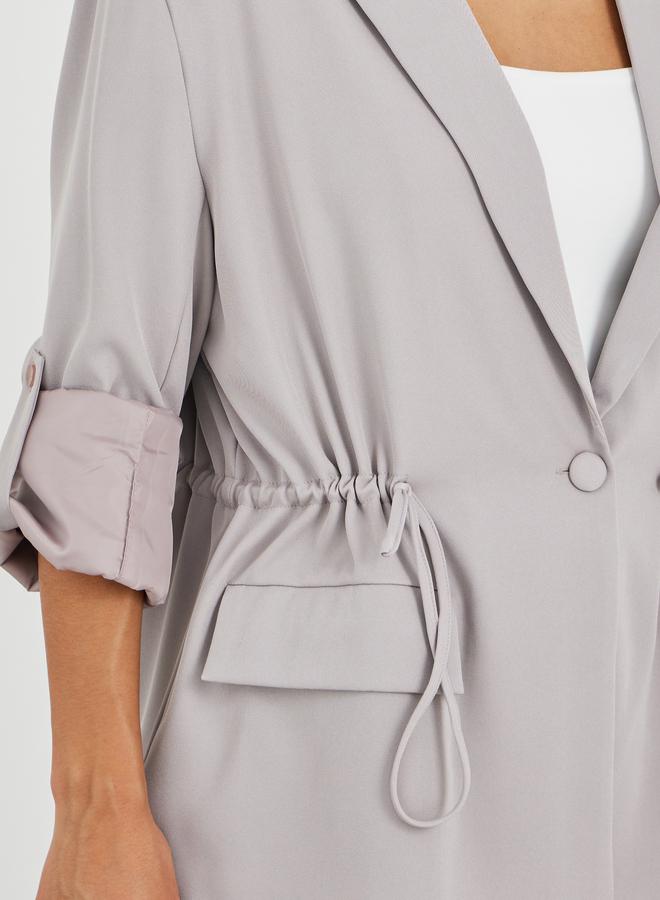 Styli Styli Solid Regular Length Regular Fit Blazer with Drawcord  - Image 4