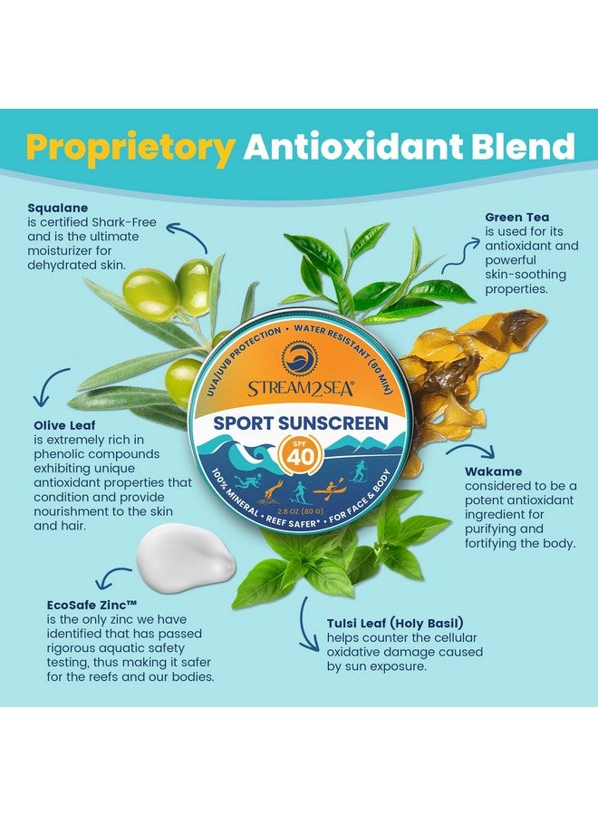 STREAM 2 SEA Stream2Sea Sunscreen Balm In Tin Spf40 Reef Safe Mineral Sunscreen Face & Body Biodegradable Sunscreen Natural Organic Unscented Travel Size Reef Safe Sunscreen With Zinc Oxide 2.8 Oz - Image 4