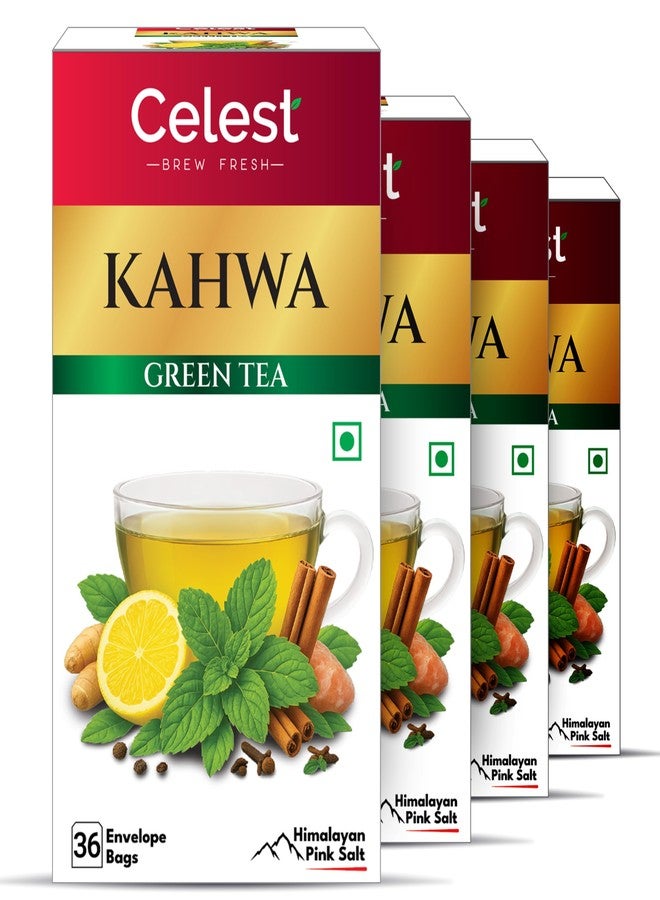 Celest Green Tea - Kahwa | Helps in Detox | Kahwa Green Tea | Pack of 4 (36 Greentea Bags Each) - Image 1