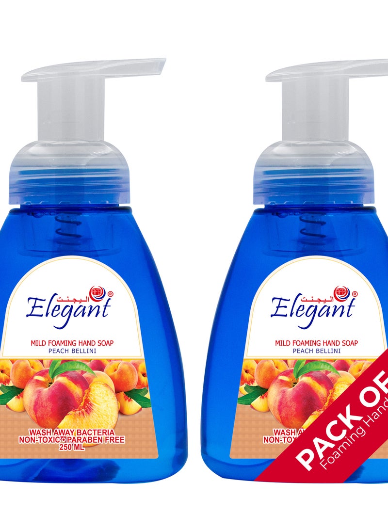 Elegant مجموعة غسول يدين فوم بنكهة الخوخ 250 مل مع مضخة، مجموعة من 2 - Image 1