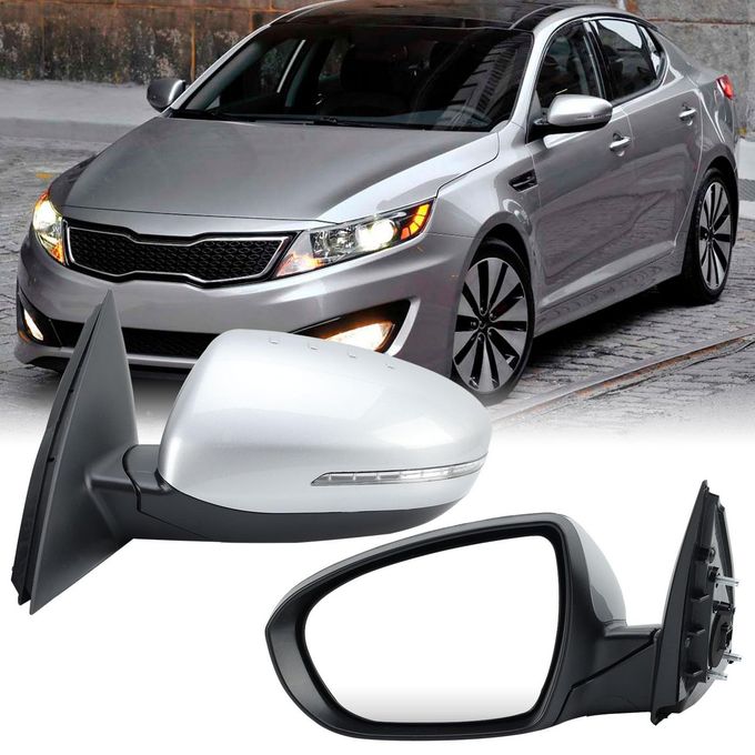 MOFOAP Driver Mirror Compatible with 2014 2015 Kia Optima Mirrors with HeatedTurn Signal LightPower GlassManual FoldingSilvery 6 Pins