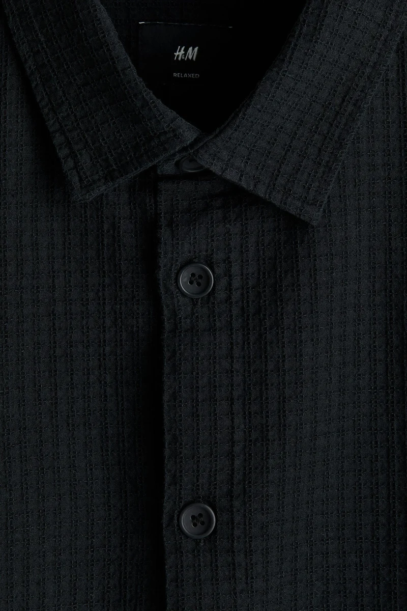 H&M  Relaxed Fit Linen-blend shirt for Men | Best Price UAE