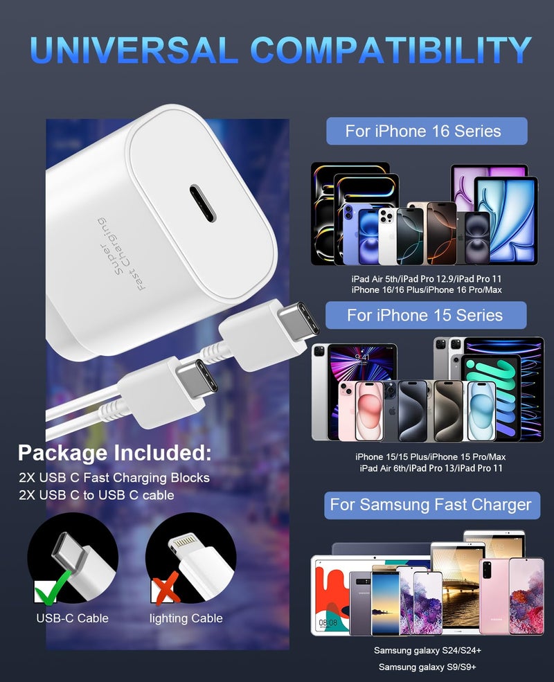 DiHines iPhone 16 15 Charger Fast Charging,30W USB C iPhone 16 15 Pro Max Charger Block &10FT Long Type C Cable Cord for iPhone 16/16 Pro Max/15/15 Pro Max/15 Plus/iPad Pro 12.9/11,Android Phone for S25Ultra - Image 5
