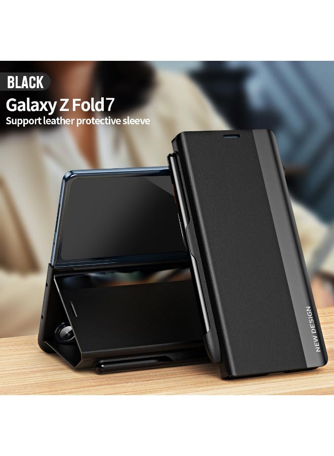 general Compatible with Galaxy Z Fold 7 2025 Phone Case with Pen Slot and Capacitive Pen, Full Body Protective Cover Flip PU Leather 【Kickstand Feature】 - Image 2