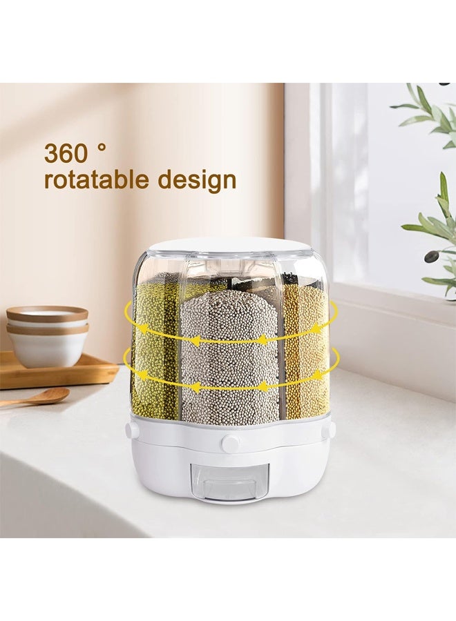 DUNISO 6 Grid Grain Dispenser,Rotating Grain Storage Bin with Lid Moisture Resistant Household,One-Click Output Large Capacity Food Dispenser,for Kitchen Small Grains, Beans, Rice,Pet Food - Image 3