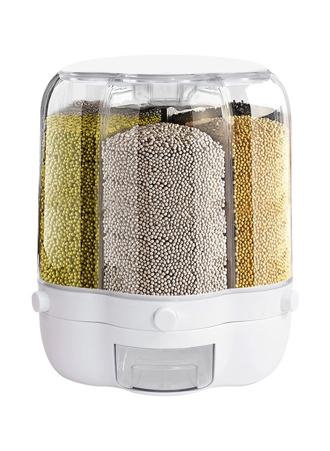 DUNISO 6 Grid Grain Dispenser,Rotating Grain Storage Bin with Lid Moisture Resistant Household,One-Click Output Large Capacity Food Dispenser,for Kitchen Small Grains, Beans, Rice,Pet Food - Image 1