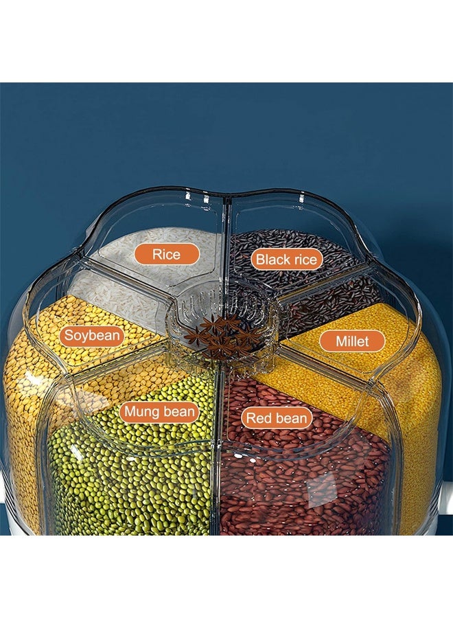 DUNISO 6 Grid Grain Dispenser,Rotating Grain Storage Bin with Lid Moisture Resistant Household,One-Click Output Large Capacity Food Dispenser,for Kitchen Small Grains, Beans, Rice,Pet Food - Image 5