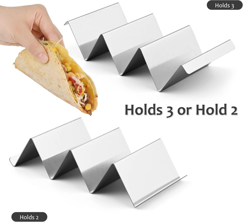 Smithcraft Stainless Steel Taco Holder Set - Stand with Handle, Holds Up to 3 Tacos Each - Image 4