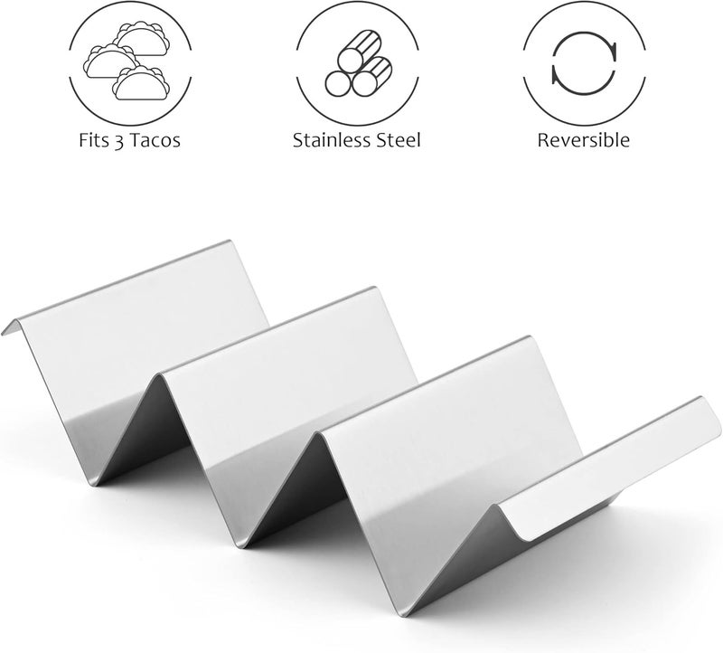 Smithcraft Stainless Steel Taco Holder Set - Stand with Handle, Holds Up to 3 Tacos Each - Image 3