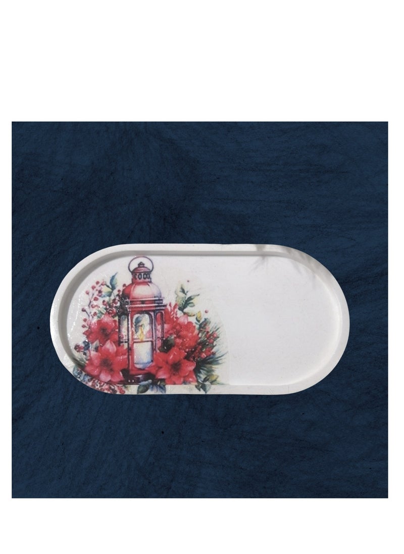 Generic Oud & Jasmine Natural Candle for Safe Burning – Handmade Concrete Jar and Tray with Decoupage and Acrylic Colors  - Image 5