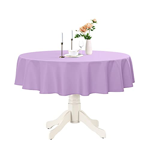 Romanstile Round Waterproof Tablecloth Stain Resistant Washable Table Cloths Wrinkle Free Polyester Table Covers for Kitchen Dining Party Wedding Indoor and Outdoor  Lavender 60 Inch