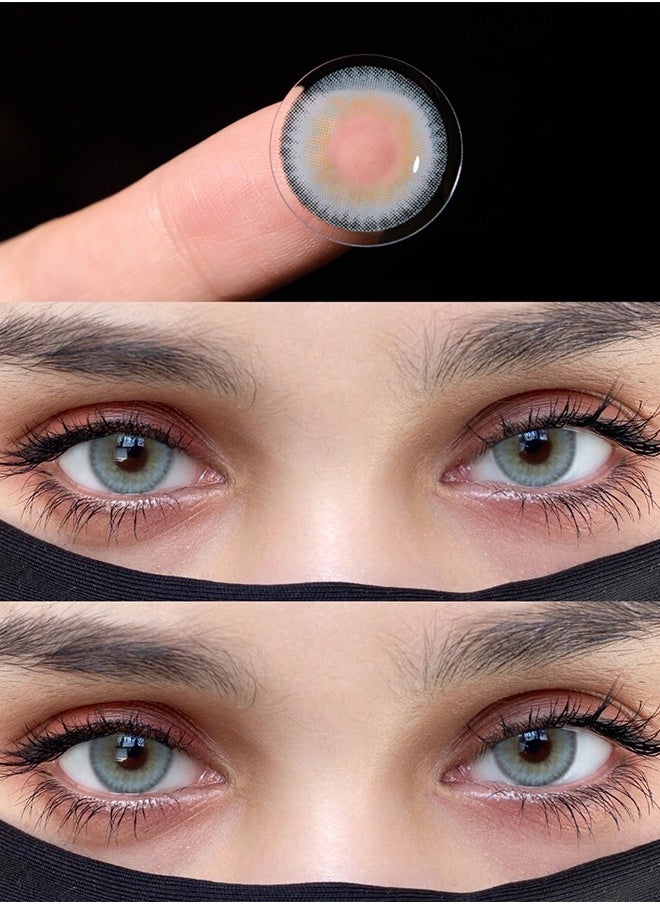 UYAAI Blue Contacts Yearly Colored Contact Lenses, Unisex Cosmetic Contact Lenses, Natural Fashion Lenses, With Case  - Image 2