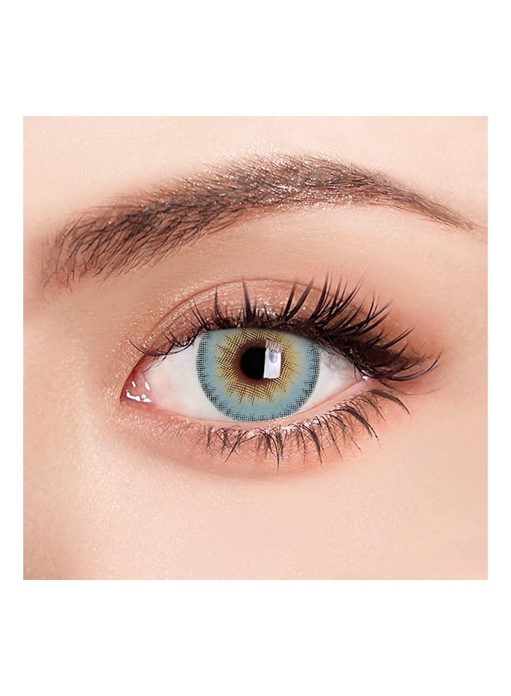 يواي عدسات لاصقة ملونة زرقاء سنوية، عدسات تجميلية للجنسين، عدسات موضة طبيعية، مع علبة  - Image 3