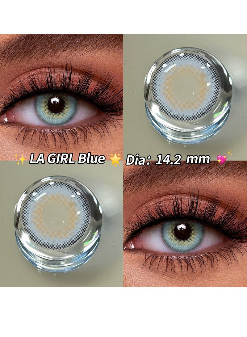 يواي عدسات لاصقة ملونة زرقاء سنوية، عدسات تجميلية للجنسين، عدسات موضة طبيعية، مع علبة  - Image 2