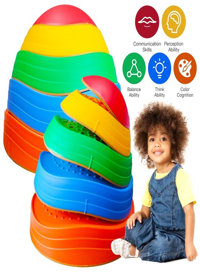 MEANHDAG 10 PCS Balance Stepping Stones for Kids, Obstacle Course Play Outdoor Backyard Activities Equipment Helps Build Children's Coordination and Confidence, Non-slip Surface and Edging - Image 2
