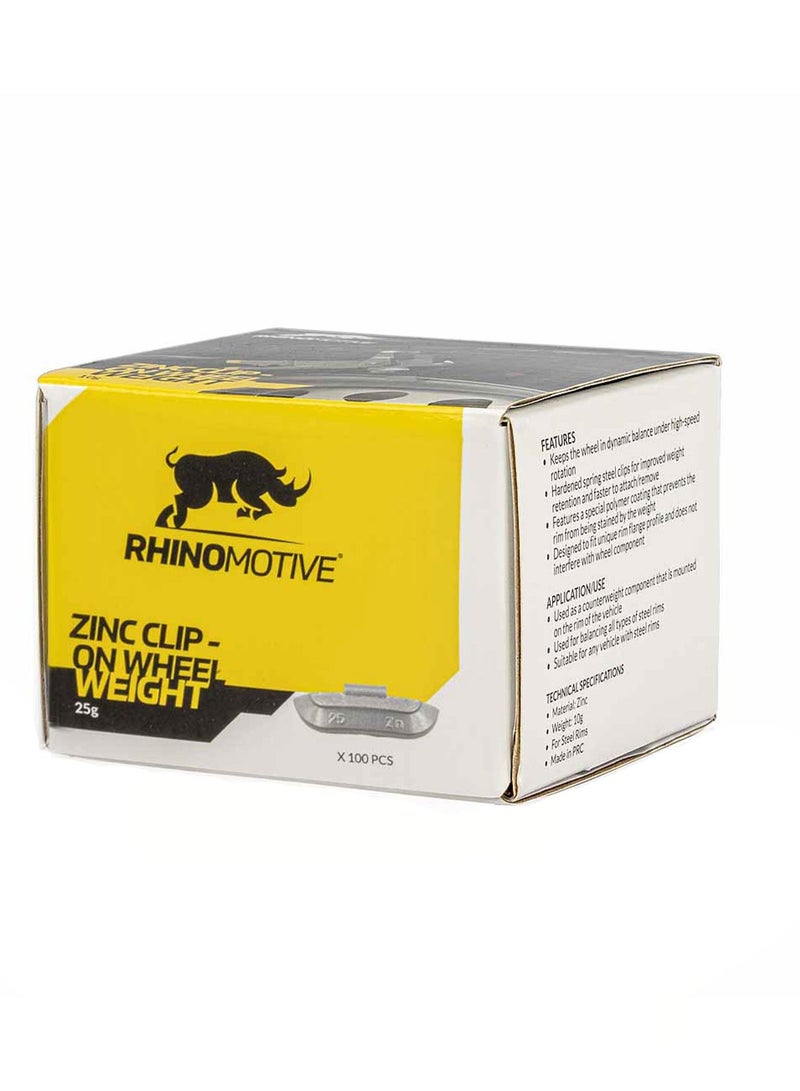 RHINOMOTIVE Automotive Zinc Clip-on Wheel Weight 25g 100 Pcs  - Image 3