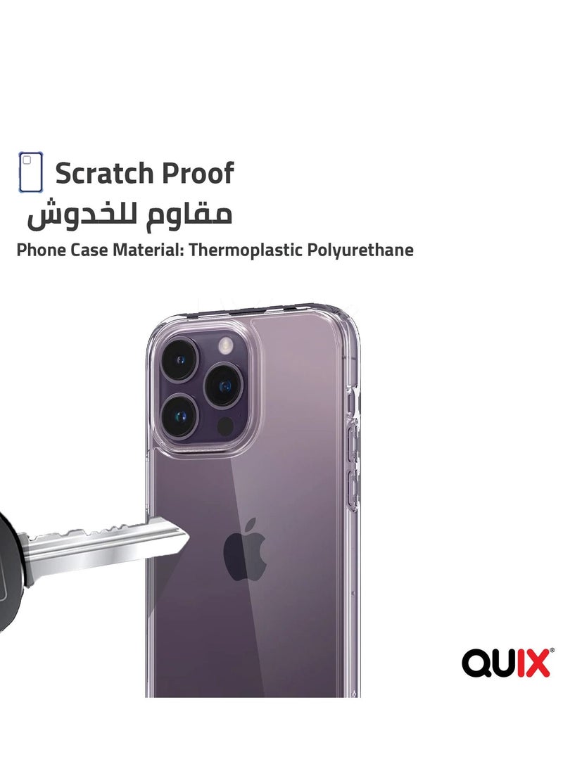 كويكس - جراب حمايه أيفون 14برو  شفاف مقاوم للاصفرار من كويكس مصنوع من البولي يوريثين المقاوم للحرارة - ممتص للصدمات و مضاد للخدوش - محكم الاغلاق ولا يسمح بمرور الأتربة - يدعم الشحن اللاسلكي المغناطيسي - Image 1