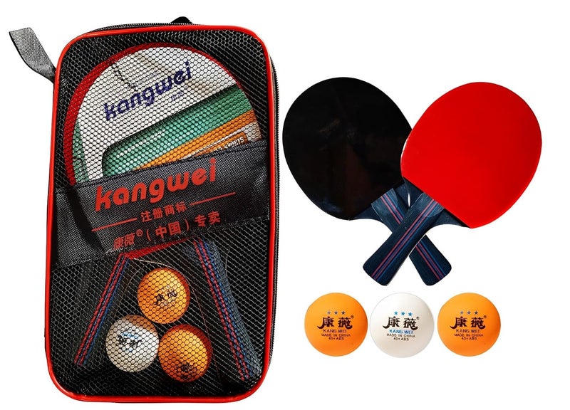 UDKI Table Tennis Racquet Set for Professional Players with 2 Bats, 3 Balls, Carry Bag, Ping-Pong Rackets Durable Comfortable Grip, Standard DualColor T.T Kit Ideal for Boys, Girls, Adults (Red/Black) - Image 1
