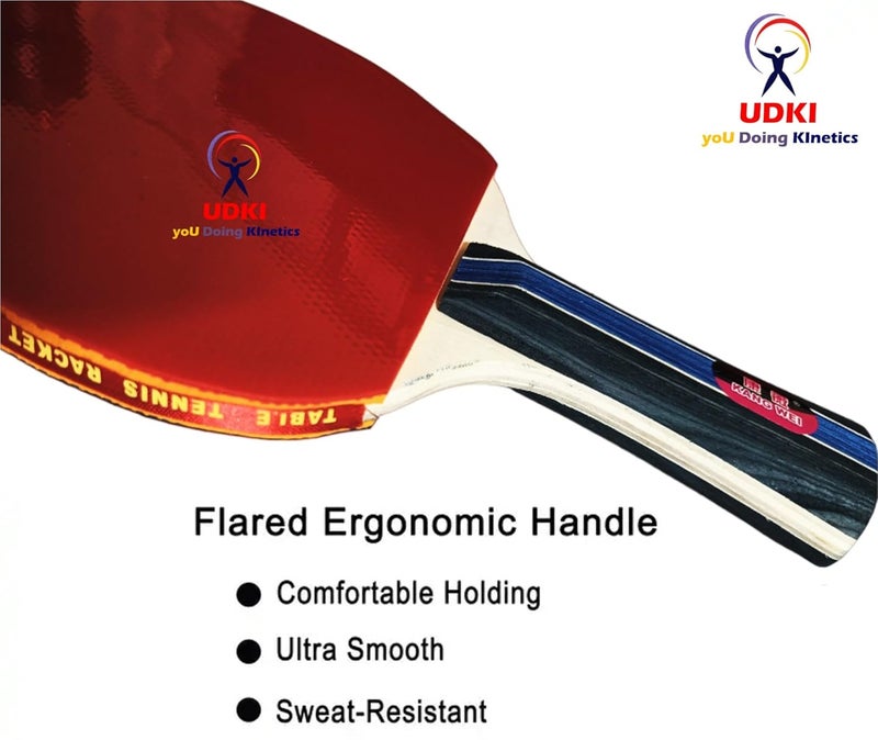 UDKI Table Tennis Racquet Set for Professional Players with 2 Bats, 3 Balls, Carry Bag, Ping-Pong Rackets Durable Comfortable Grip, Standard DualColor T.T Kit Ideal for Boys, Girls, Adults (Red/Black) - Image 3