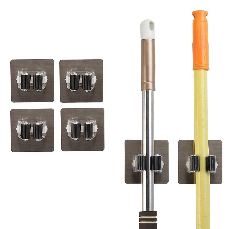 HOMESHOPPER HOMESHOPPER Broom Mop Holder Self Adhesive Wall Mount Magic Sticker Tools Storage Organizer for Your Kitchen Bathroom and Wardrobe 4 9 x 9