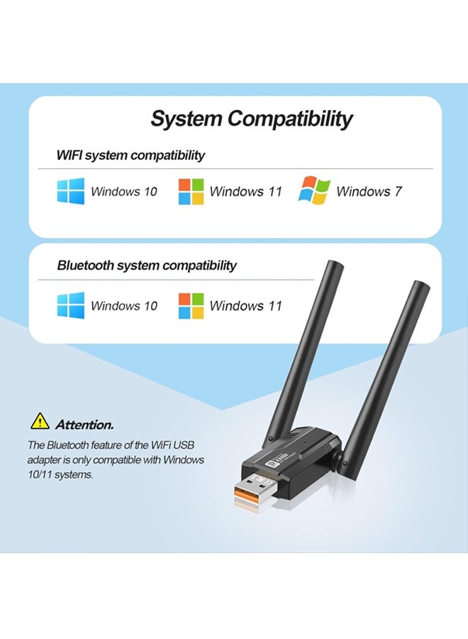 إكس ليفيل محول واي فاي 6 لاسلكي USB لأجهزة الكمبيوتر - محول USB AX900M ثنائي النطاق 5/2.4 جيجاهرتز، مستقبل شبكة لاسلكية خارجي لأجهزة الكمبيوتر المكتبية واللاب توب، محول لاسلكي ثنائي النطاق، دونجل واي فاي لأجهزة الكمبيوتر التي تعمل بنظام Windows 7/10/11، أسود - Image 5