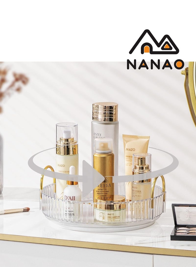 ناناو منظّم مكيفات دوّار لـ Vanity، منظّم منضدة الحمام منظّم عطر دوّار، مجفف تجميل وعناية بسكينة عالي السعة مكوّن حامل (1 طبقة، نظيف) - Image 1