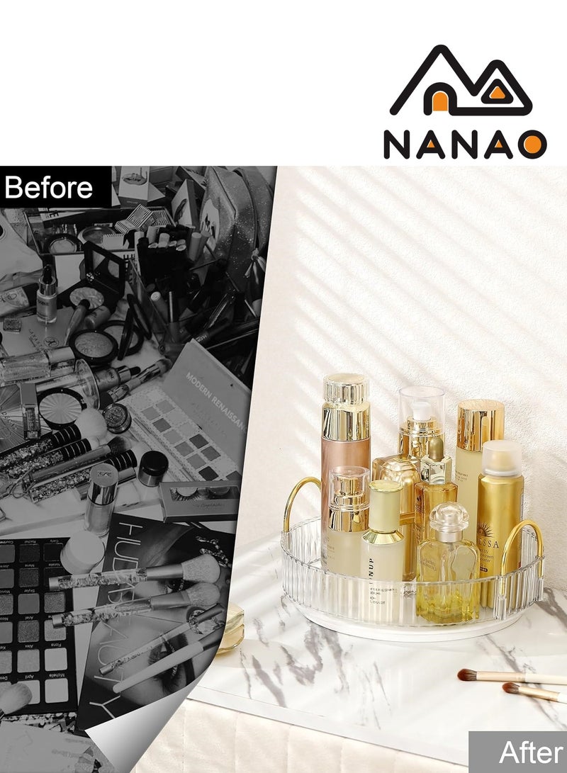 ناناو منظّم مكيفات دوّار لـ Vanity، منظّم منضدة الحمام منظّم عطر دوّار، مجفف تجميل وعناية بسكينة عالي السعة مكوّن حامل (1 طبقة، نظيف) - Image 3