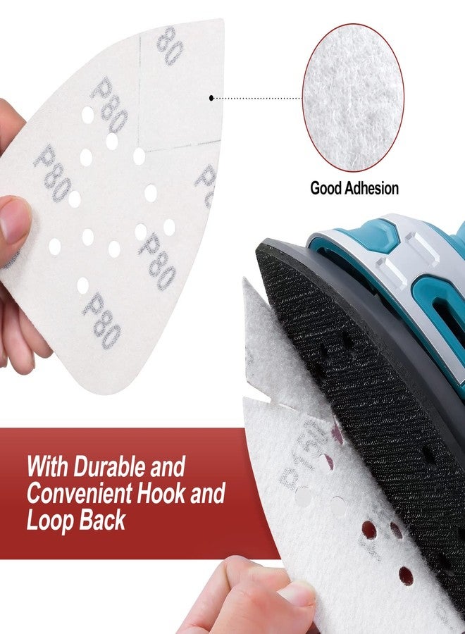 S SATC مجموعة من 50 قطعة من وسادات صنفرة الماوس من S SATC - ورق صنفرة يدوي بدرجات خشونة 60/80/120/150/220، صنفرة دقيقة بـ 12 فتحة - Image 4