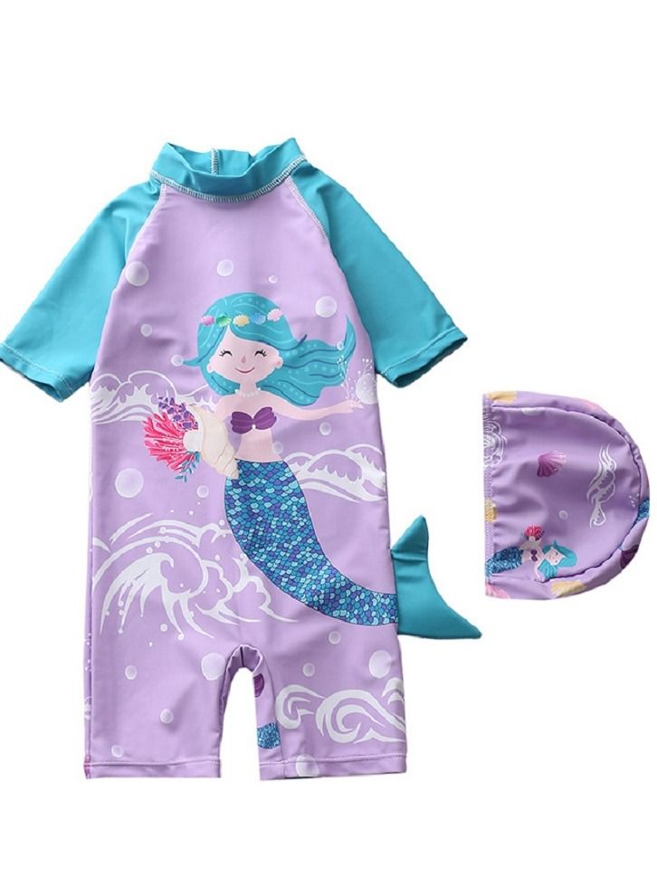 Y&D 2 piece children's swimsuit girl baby one piece surfing suit baby swimming pool girl swimsuit 70-80 cm - Image 1