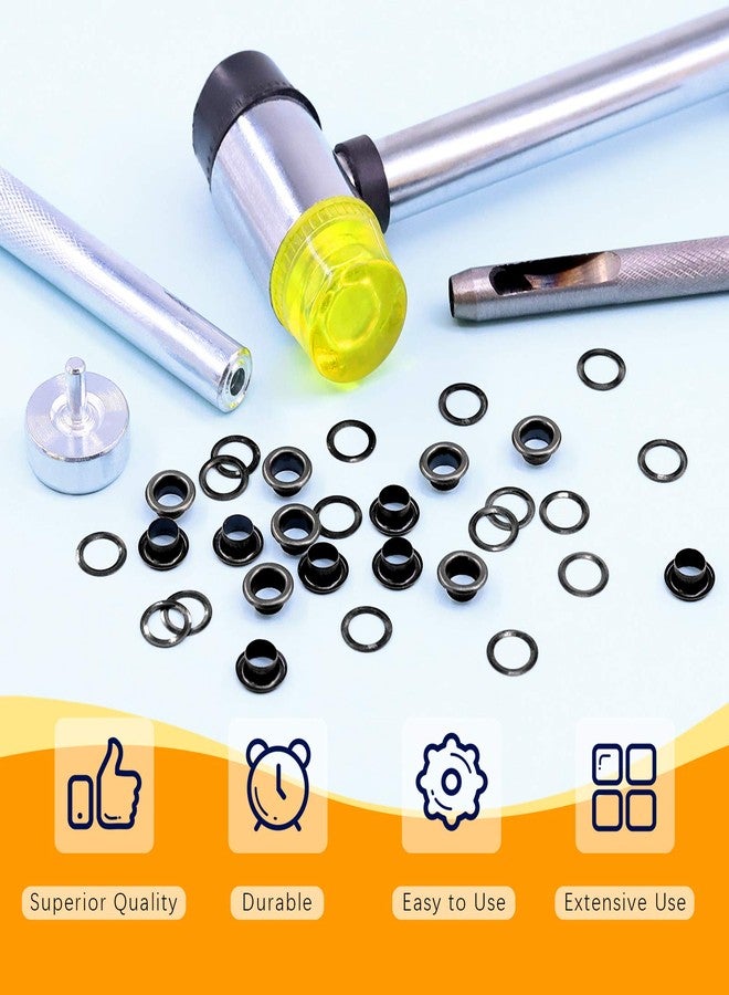 روستارك مجموعة متنوعة من حلقات التثبيت السوداء من Rustark، 200 قطعة، مقاس 1/4 بوصة، مع 4 أدوات تثبيت، ومجموعة فتحات معدنية مقاس 6 مم في صندوق تخزين للملابس والأحذية والحقائب والورق والجلد والحرف اليدوية ومشاريع DIY (أسود) - Image 5