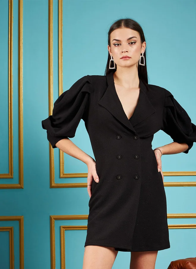 SASSAFRAS Black Blazer Dress for Women