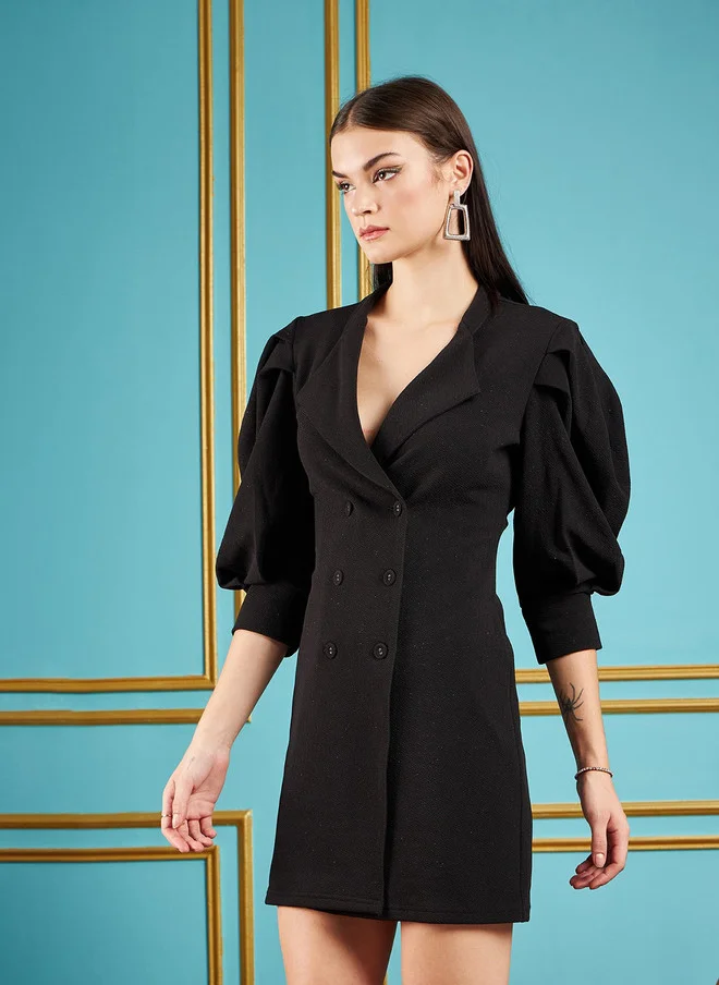 SASSAFRAS Black Blazer Dress for Women